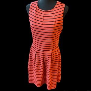 Mossimo Women’s Coral Sleeveless Fit & Flare Striped Dress - Medium
